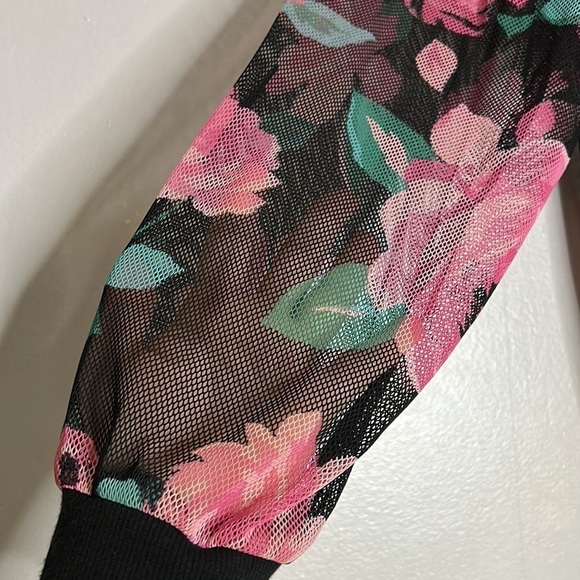 Gottex 80s Mesh Net Floral v neck 3 button beach pool cover up jacket medium - Picture 3 of 9